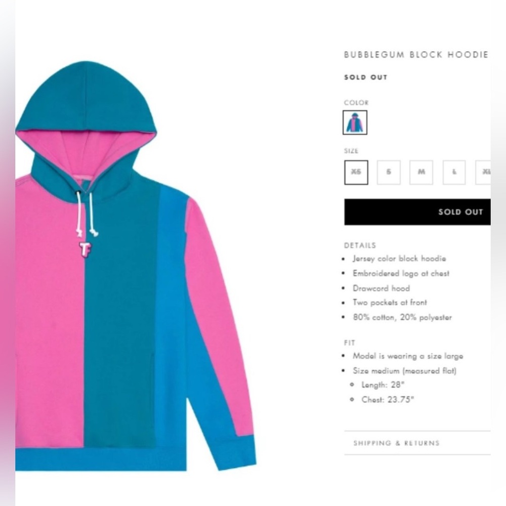 Teddy Fresh Love Colorblock Pink And Blue Hoodie Limited Edition Medium - Picture 2 of 7